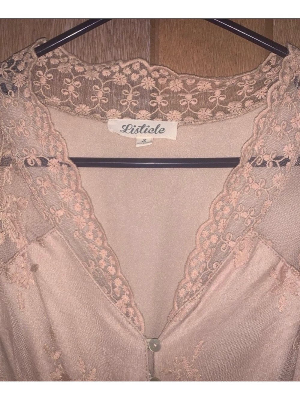 Listicle Blush Lace Maxi Dress with Sheer Floral Overlay - Picture 5 of 8